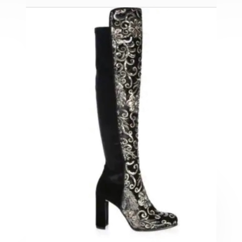 Nwot Stuart Weitzman Black And Gold Alljil Sequin… - image 3